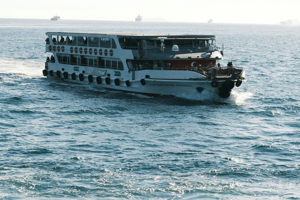 An ADA accessible whale watching cruise coming to dock after completing a tour.